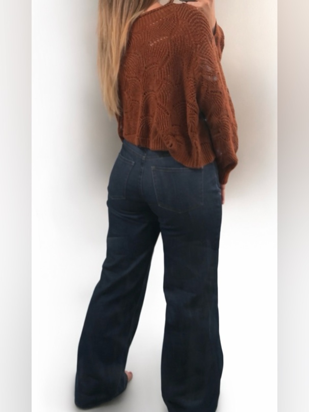 Good American Wide Leg Jeans in Dark Blue